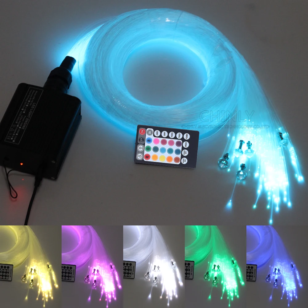 Fiber Optic Lights 16W RGBW Bluetooth Musical Control Mixed-size Optical Fiber Cable For Home /Hotel/Car Star Ceiling Lighting