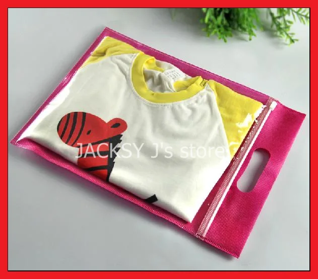 

50PCS Ziplock Non woven Tote Bags with handle Reusable for Scarf Kids Clothing Retail Packaing 25*30cm + 5cm
