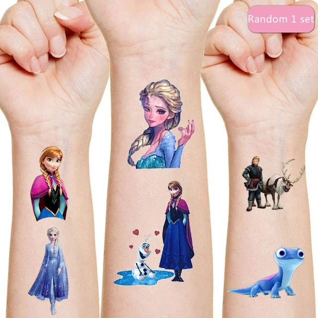 Disney Princess Frozen Tattoo Stickers Children's Birthday Party Decoration Anna Elsa Cartoon Sticker Classic Toys Kids Gifts 1