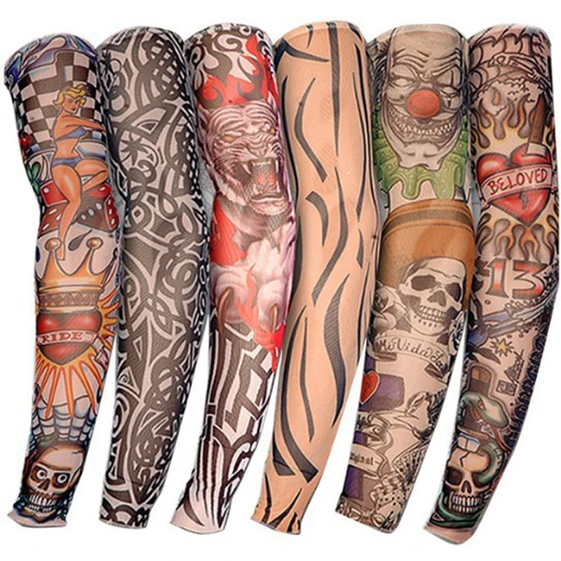 Грелка для рук унисекс быстросохнущая УФ-защита наружные временные фальшивые татуировки рукав для бега защитный нейлоновый с имитацией татуировки рукава