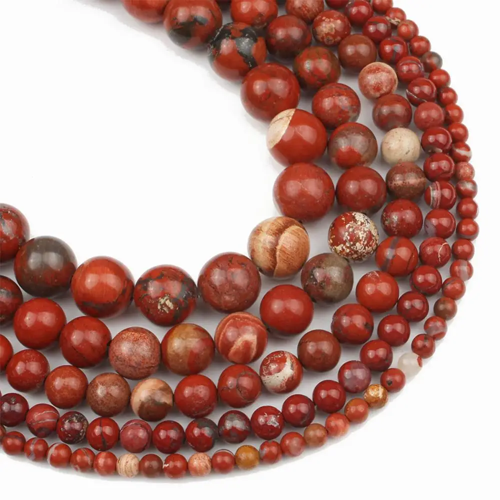 red jasper Амазонит гранат гематит кристалл круглые бусины натуральный камень бусины оптом Свободные разделители бусины для изготовления ювелирных изделий 4-12 мм DIY браслет - Цвет: red jasper