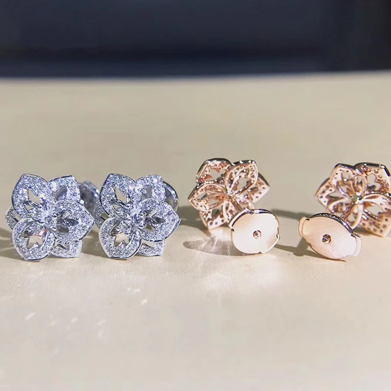 Huitan Fashion Luxury Flower Earrings Women Inlaid Crystal Cubic Zirconia for Party Stylish Accessories Daily Wear Jewelry Newly - Image 4