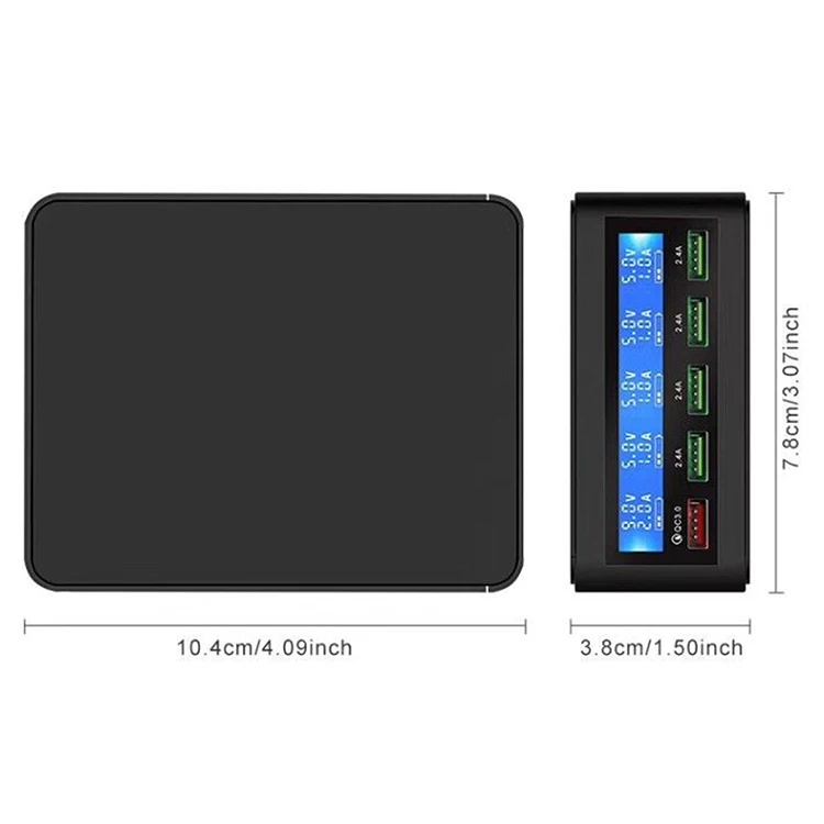 

New multi-port USB mobile phone charger QC3.0 fast charge LCD precision screen digital display smart charging head 9V2
