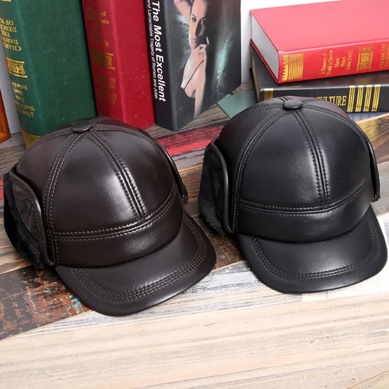 SILOQIN Dad's Hat шляпа из натуральной кожи зимние теплые качественные Бейсбольные Кепки из овчины плотные бархатные защитные шапки для среднего возраста