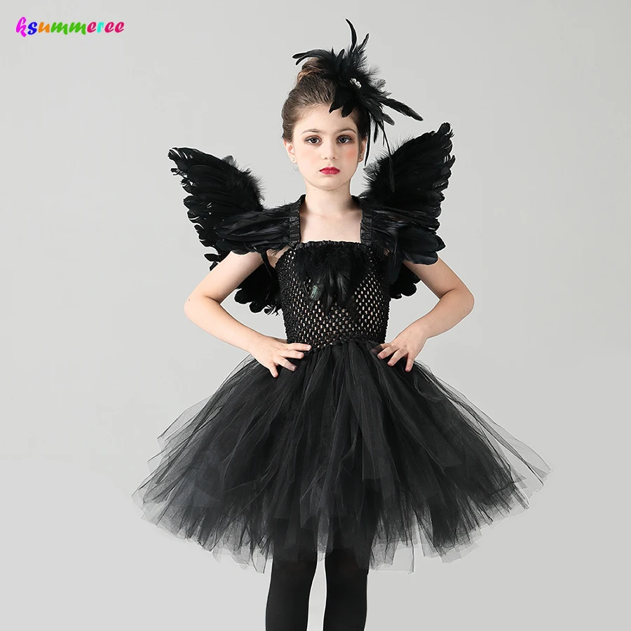 Halloween Hexen Kostüm Für Mädchen - Fledermaus Tutu Kleid Mit Sternen