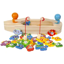 Bateau magnétique en bois, jouet éducatif pour enfants, apprentissage préscolaire, jeu de pêche, Alphabet, nombres, attrapage, comptage