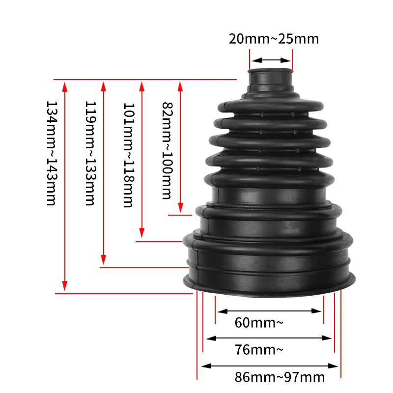 4 Sets Black Silicone Constant Speed CV Dust Cover Kit Universal Ball Round + Clamp 140mm x 86mm High Quality Rubber CV Boot