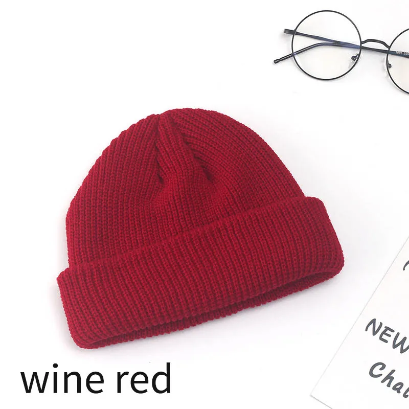 Новинка года, одноцветная вязаная шерстяная шапка унисекс на осень и зиму, мягкая теплая шапка для женщин и девушек, повседневная шапка для мужчин - Цвет: wine red