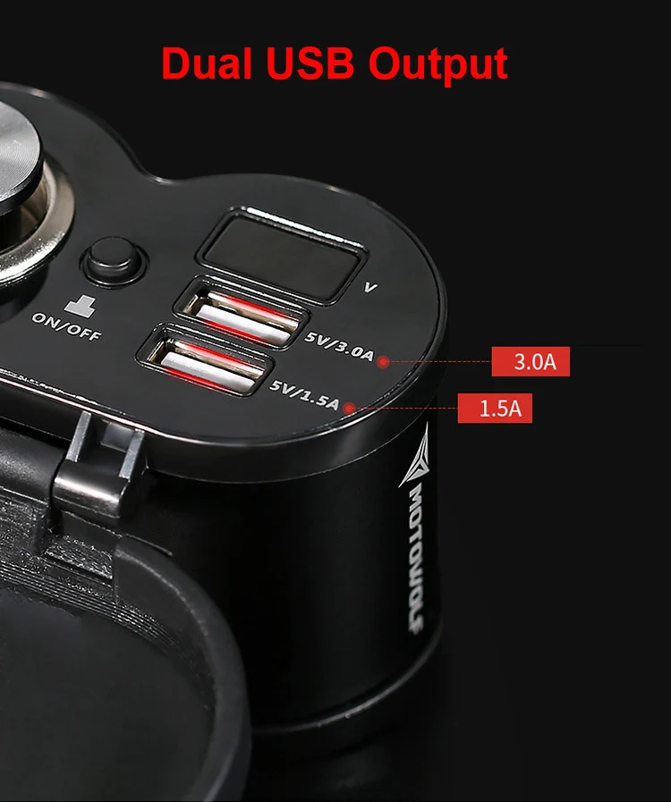 Мотоцикл USB выход зарядное устройство скутер зеркало заднего вида держатель, алюминиевый сплав двойной USB зарядное устройство с прикуривателем
