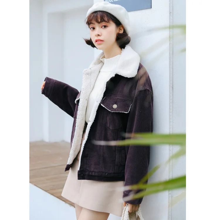 

Photo Shoot Winter New Style Thick Cotton-padded Clothes Short Korean-style Students BF Loose-Fit Corduroy Coat 901 #