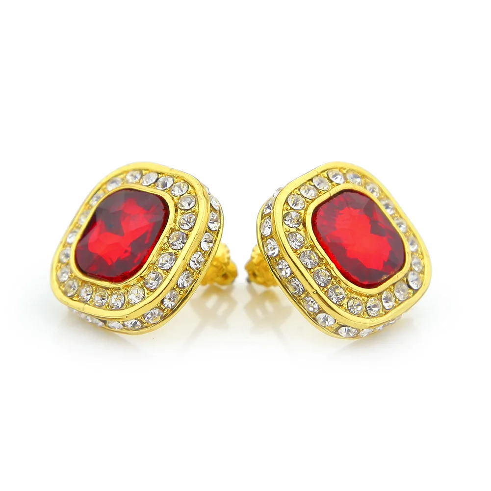 

Hip Hop Gold Color Plated Stud Earrings Iced Out Gold Silver Color Crystal Rhinestone Earring Foe Men Women Jewelry Gifts