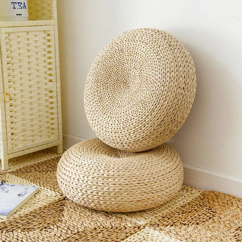 

Tatami Cushion Hand-woven Natural Straw Round Thick Padded Window Chair Meditation Home Decoration