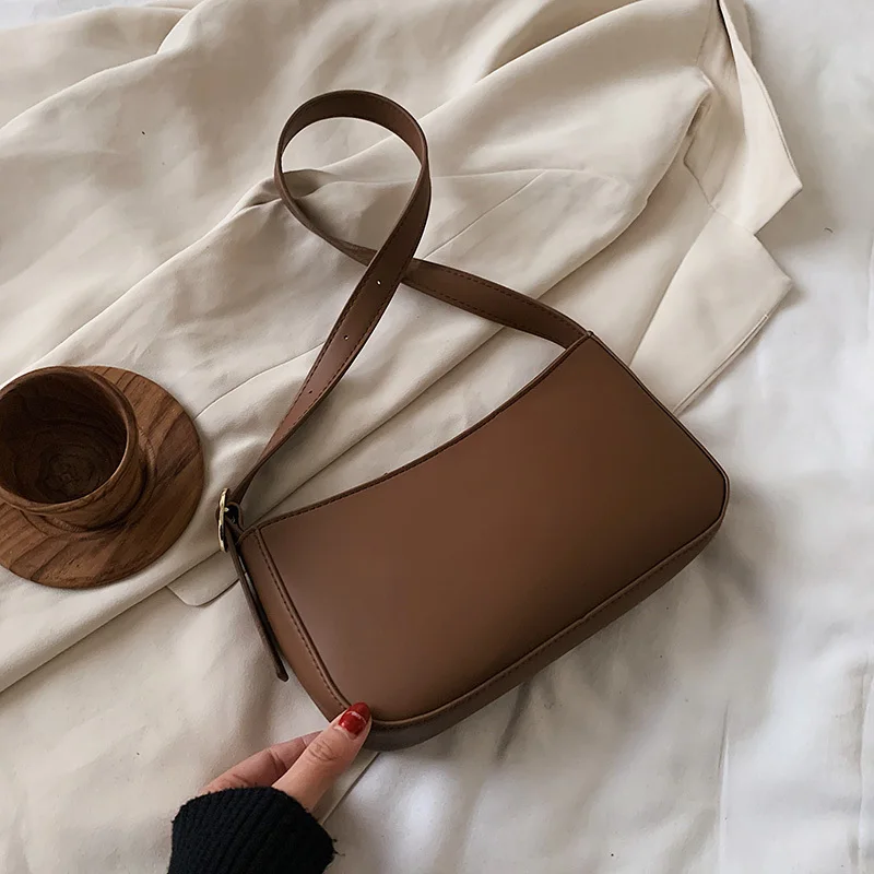 LEFTSIDE Cute Solid Color Small PU Leather Shoulder Bags For Women 2021 Simple Handbags And Purses Female Travel Totes
