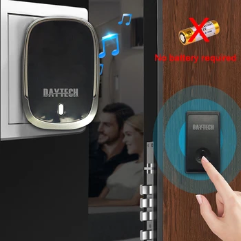 

DAYTECH Doorbell Chime Ring Bell Home Security Welcome Self-powered Wireless Doorbell Alarm Alert LED light Touch Buttons