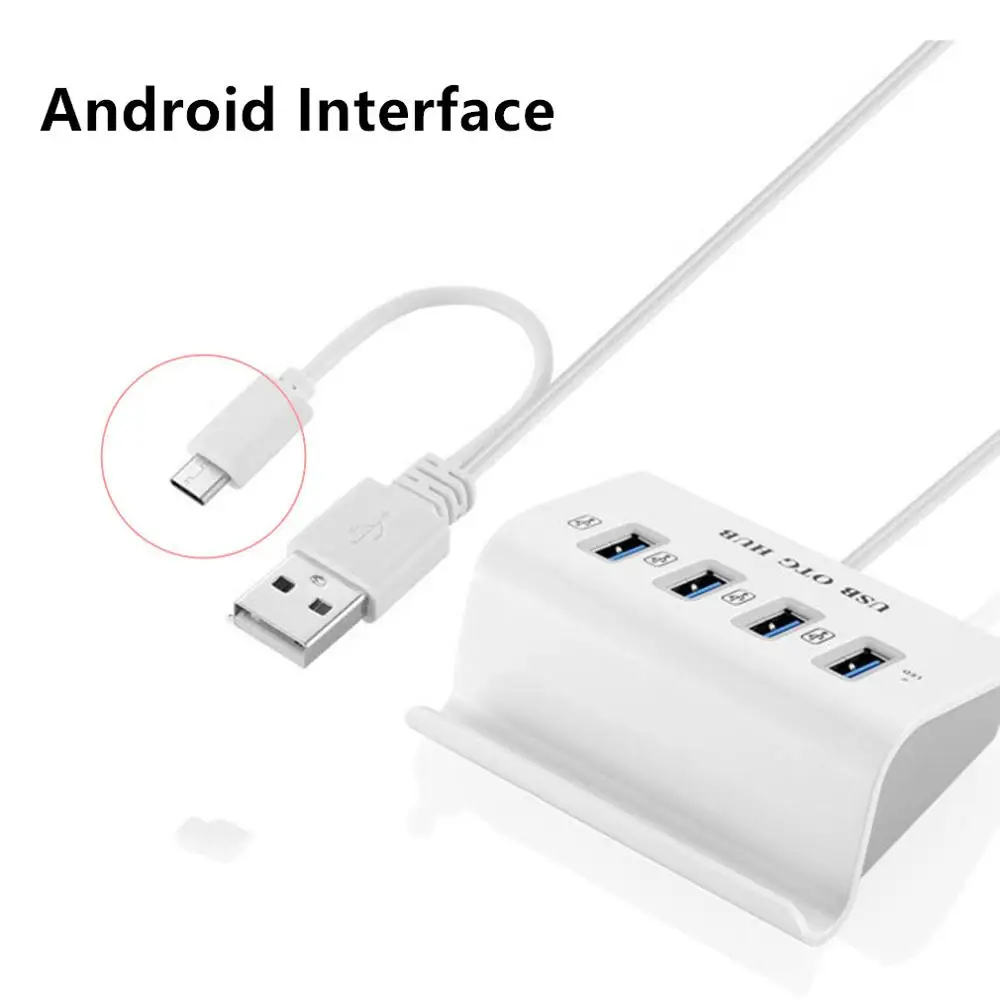 USB OTG концентратор 4 порта Micro USB3.0 концентратор адаптер OTG кабель сплиттер конвертер Android type-C адаптер с держателем смартфона - Цвет: Android