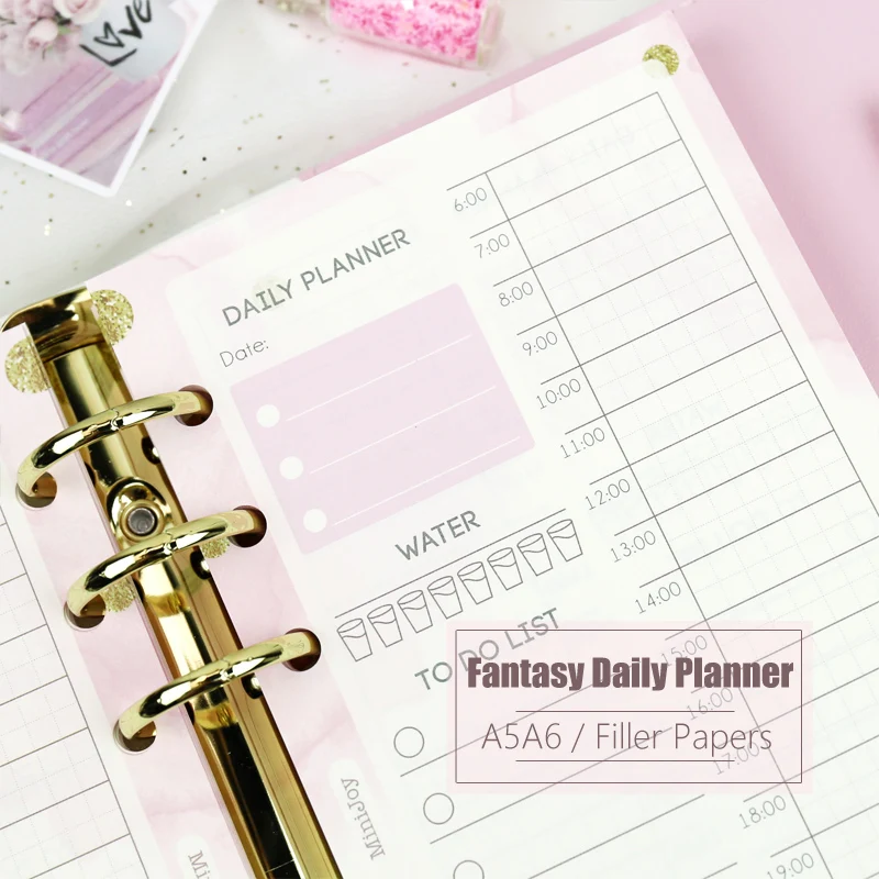 

MyPretties Fantasy Daily Planner Refill Papers 40 Sheets A5 A6 Filler Papers for 6 Hole Binder Organizer Notebook Papers