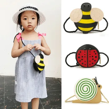 

2019 Brand New Baby Girls Tassel Purse handbag Children Kids Cross-body shoulder bag Gifts Cartoon Animals Bag Snail Ladybug Bee