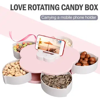 

Mobile Phone Bracket Multi-Function Creative Rotating Candy Box Candy Storage Box Dried Fruit Plate Heart Shaped
