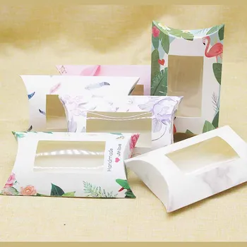 

Vintage kraft pillow windon gifts box DIY Handmade marbling Soap Candy christmas Decorations Event Party Supplies package box