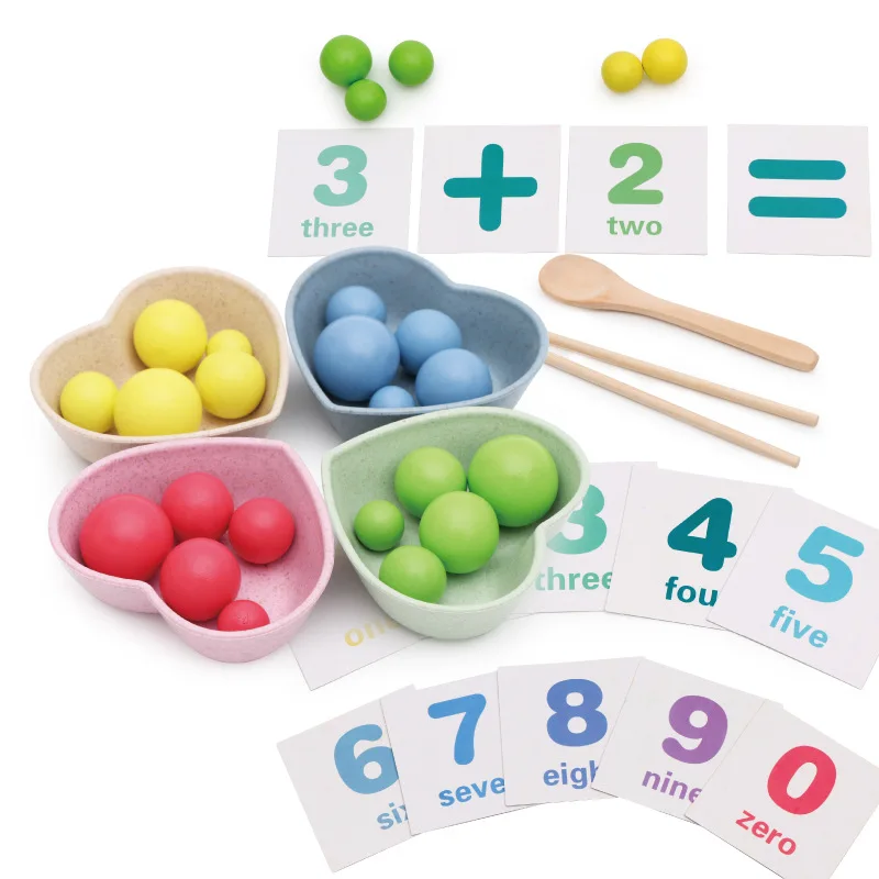 

Candy Wood Children Math Toy Early Educational Toy Clip Beads Multi-functional Practice With Chopsticks learning Toy Montessori