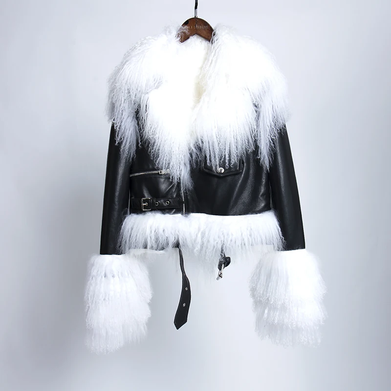 

Genuine leather jacket real sheep fur coat mongolia sheep fur 2019 new fashion winter coat women slim style womens clothing