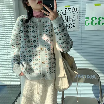 

Alien Kitty Fresh Knitted Stylish All-Match Loose Basic Chic Floral 2020 Hot Vintage Cardigans Warm Gentle Soft Female Sweaters