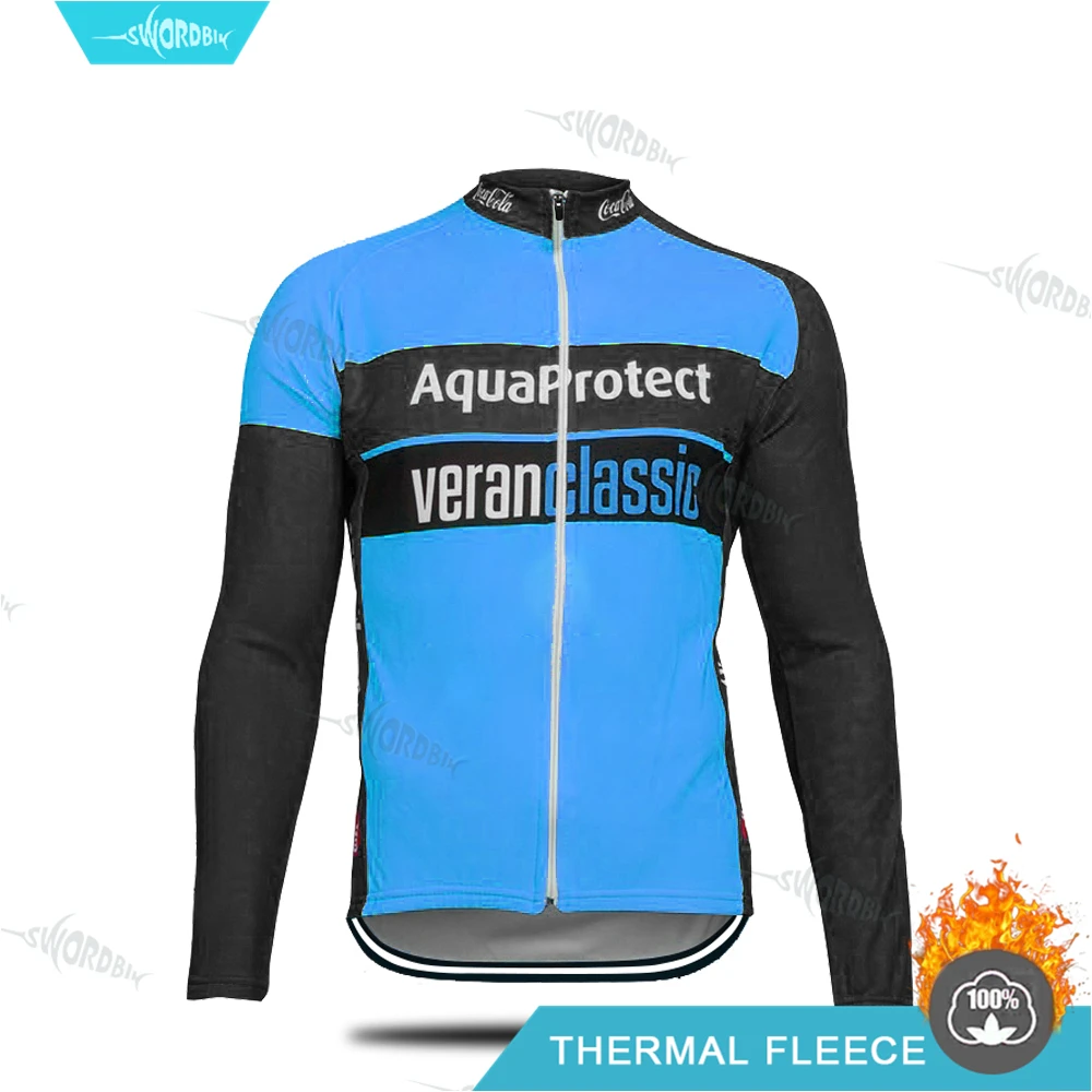 Cycling Jersey Pro Team Велоспорт Джерси Зимняя одежда термальные флисовые рубашки теплые плотные шоссейные велосипеды с длинными рукавами Джерси Одежда для езды на горном велосипеде - Цвет: Cycling Jersey