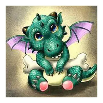 

Little green flying dragon Diamond Painting Round Full Drill Cartoon Animal Nouveaute DIY Mosaic Embroidery 5D Cross Stitch gift