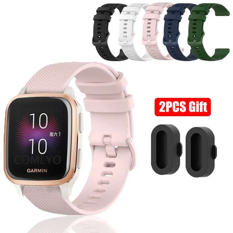 

Watch Band For Garmin Venu SQ Vivoactive 3 4 Silicone Wristband Strap For Garmin Forerunner 245 645 Dustproof Plug