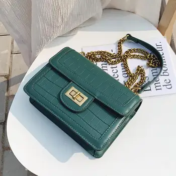 

Crocodile pattern Square Crossbody bag 2020 New High quality PU Leather Women's Designer Handbag Chain Shoulder Messenger Bag