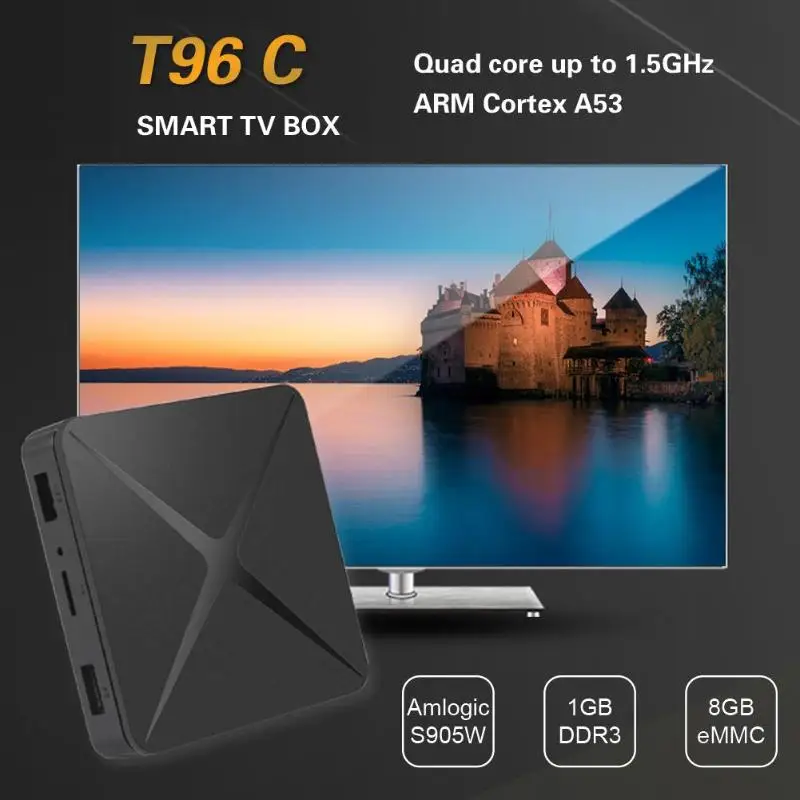 T96C Android 7,1 1+ 8G Amlogic S905W четырехъядерный 2,4 ГГц Wifi 3D ТВ-приставка поддержка работы онлайн видео и офисного программного обеспечения