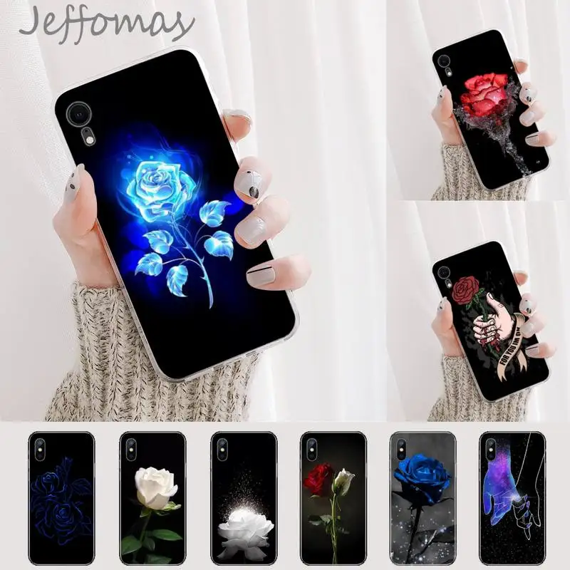 

beautiful black white Rose flower Phone Case For iphone 12 5 5s 5c se 6 6s 7 8 plus x xs xr 11 pro max