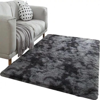 

European Long Hair Bedroom Carpet Bay Window Bedside Mat Washable Blanket Gradient Color Living Room Rug Gray Blue