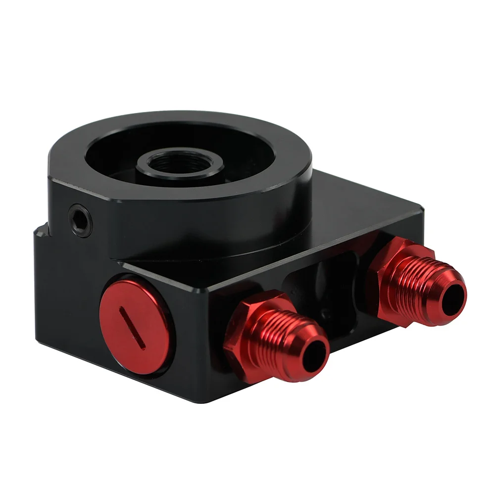 Aluminum Remote Engine Transmission Radiator Oil Filter Mount with Thermostat Sandwich Adaptor 1xAN8 4xAN6/AN8/AN10 JR5675