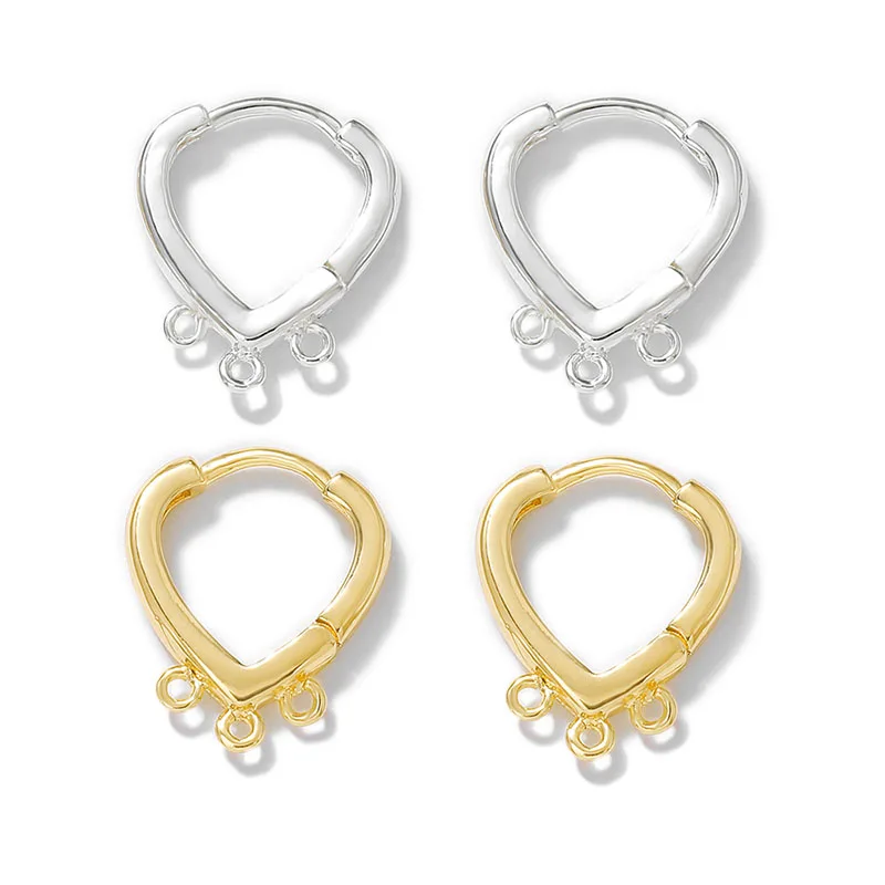 

Factory wholesale Gold and Silver Color Brass heart-shaped Ear Buckle Earring Jewelry Making Supplies Diy Accessories