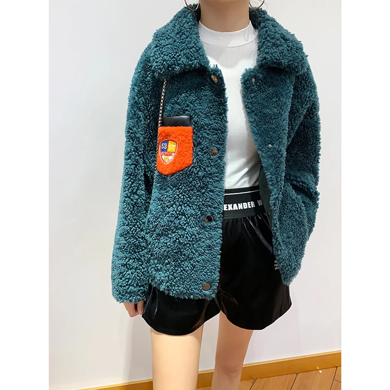 

Real Fur Coat Female Elegant Short Sheep Shearing Jacket Women Clothes 2020 Korean Vintage Thick 100% Wool Fur Tops Hiver 19295