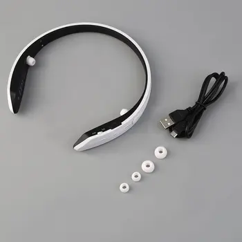 

White Sports Ring Collar Wireless 4.0 EDR Headset Stereo Headphone Neck-strap Style Hands-free Earphone