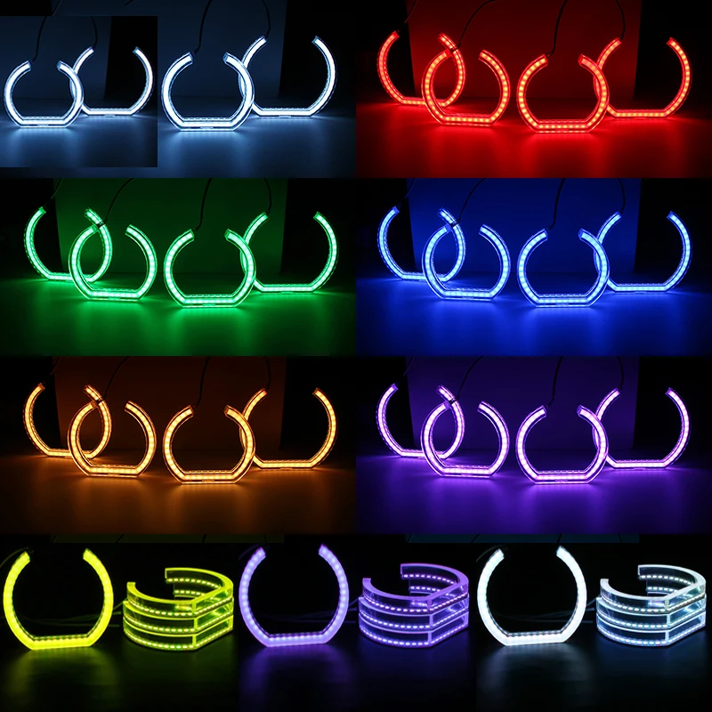 Разноцветные светильник светодиодный кольца с кристаллами RGB в стиле DTM