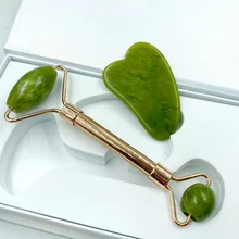 Rouleau de raclage Gua Sha en Jade naturel, outil de Lifting et raffermissant pour Massage du visage, beauté, soins de la peau