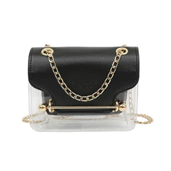 

2019 Teenage small bag spring and summer transparent plastic female bag small square bag mother chain one shoulder bag