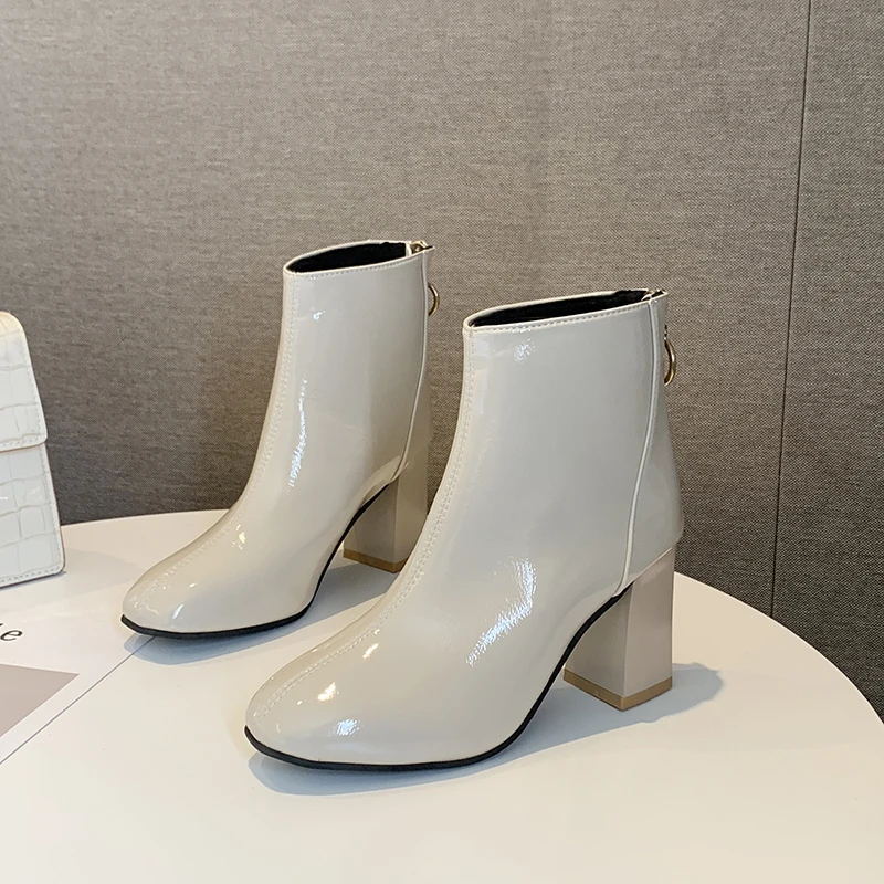 

2019 New Winter Boots Women Shoes Elegant High Heels Boots Women Warm Fur Boots Leather Boots Black Ankle Boots For Women