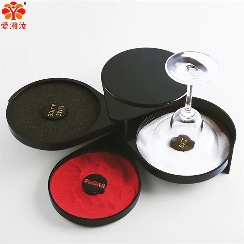 Rimmer Per Cocktail A 3 Livelli - Vassoio Per Sale, Zucchero E Lime, Nero, Per Bar E Casa - Foto 12