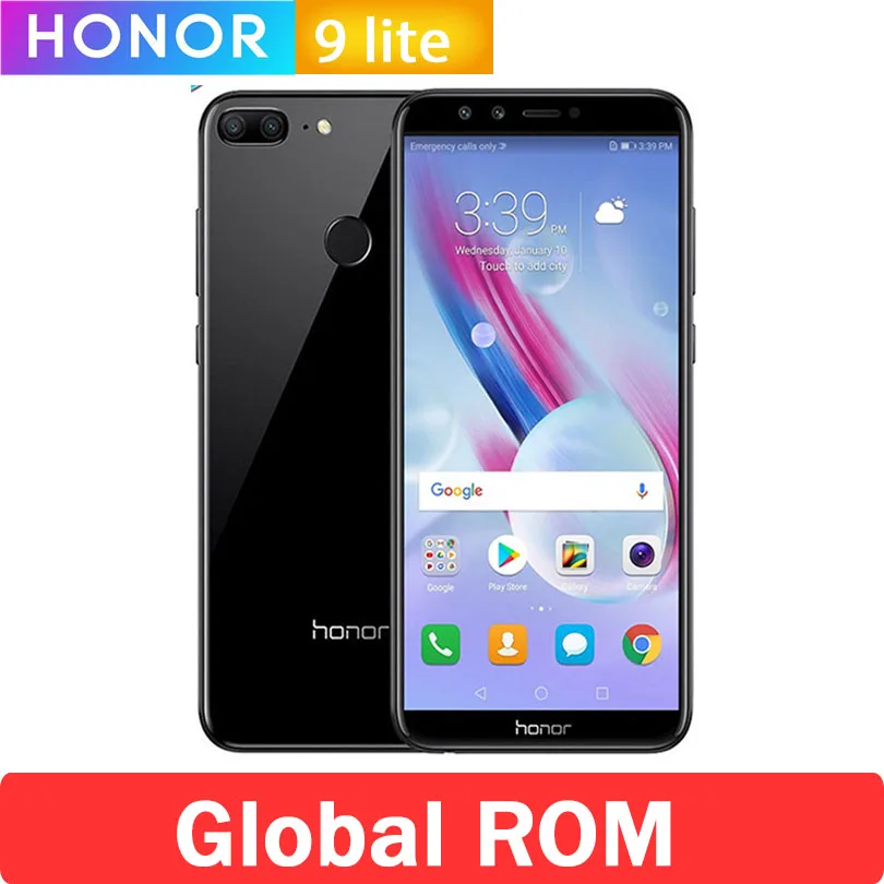 Honor-móvil 9 Lite Rom Global, 3GB RAM, 32GB Rom, pantalla completa de 5,65 pulgadas, Octa Core, Dual, frontal y trasera, WIFI, BLUETOOTH, batería de 3000mAh