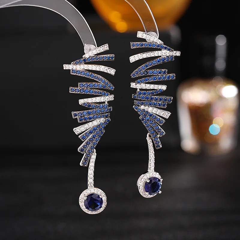 European and American Temperament Wave Eardrop For Women Brand Design Statement Pendant Earring Fashion Jewelry Gold Plated