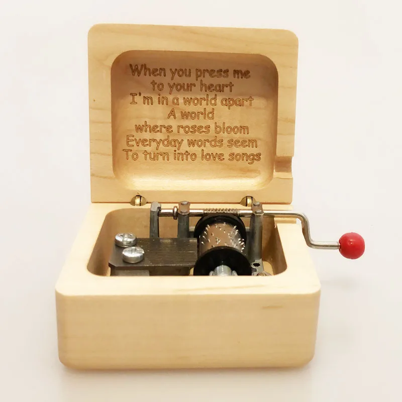 Handmade Wood Hand Crank Music Box, Beauty and the Beast, Cool Brand Gifts for Birthday, Wedding, Christmas, New Year
