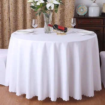 

220cm Wedding Party Round Table Cloth White Solid Color Dining Tablecloth Polyester Plain Hotel Banquet Decoration table cover