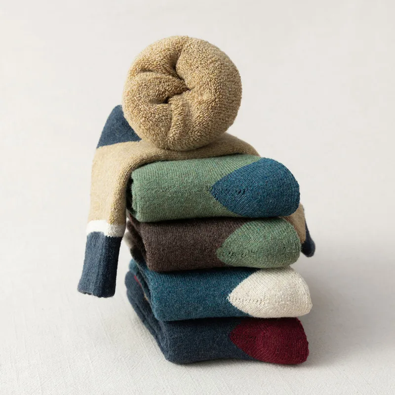 High Quality 5pairs/ Lot Men's Socks Thickened Autumn Winter Warm Breathable Business Terry Male Long Socks 2020 New