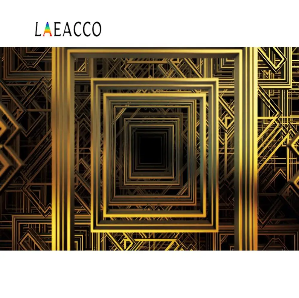 

Laeacco Fantasy Science Fiction Golden Frame Baby Birthday Party Pattern Photo Background Photography Backdrop Photo Studio