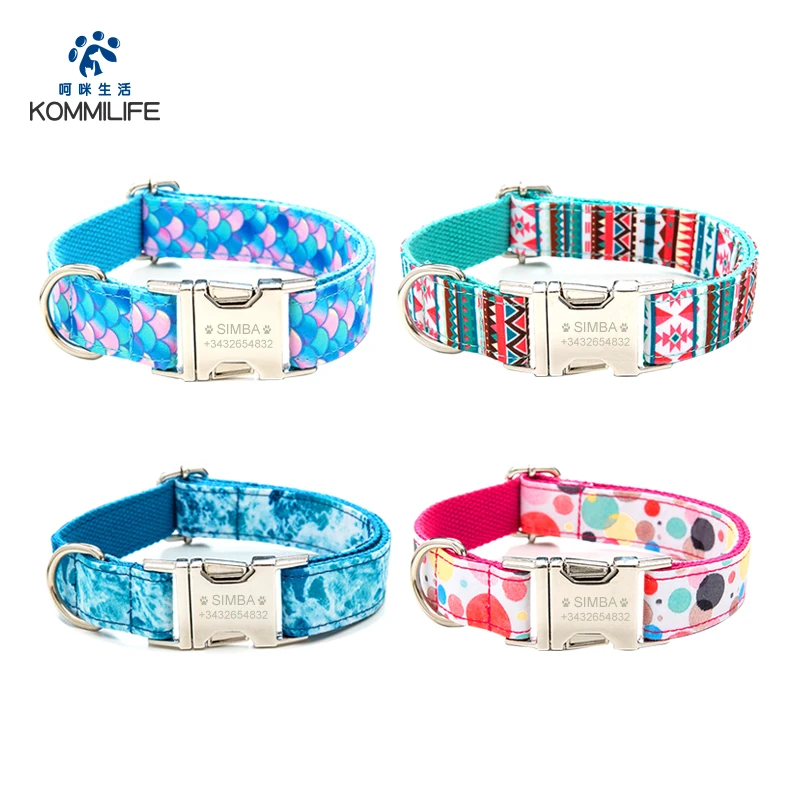 KOMMILIEF Printing Dog Collar Personalized Pet Collar For Dogs With