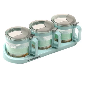

Glass Seasoning Jar Combination Home Spice Box Set Creative Seasoning Box Kitchen Glass Seasoning Jar Seasoning Salt Pot
